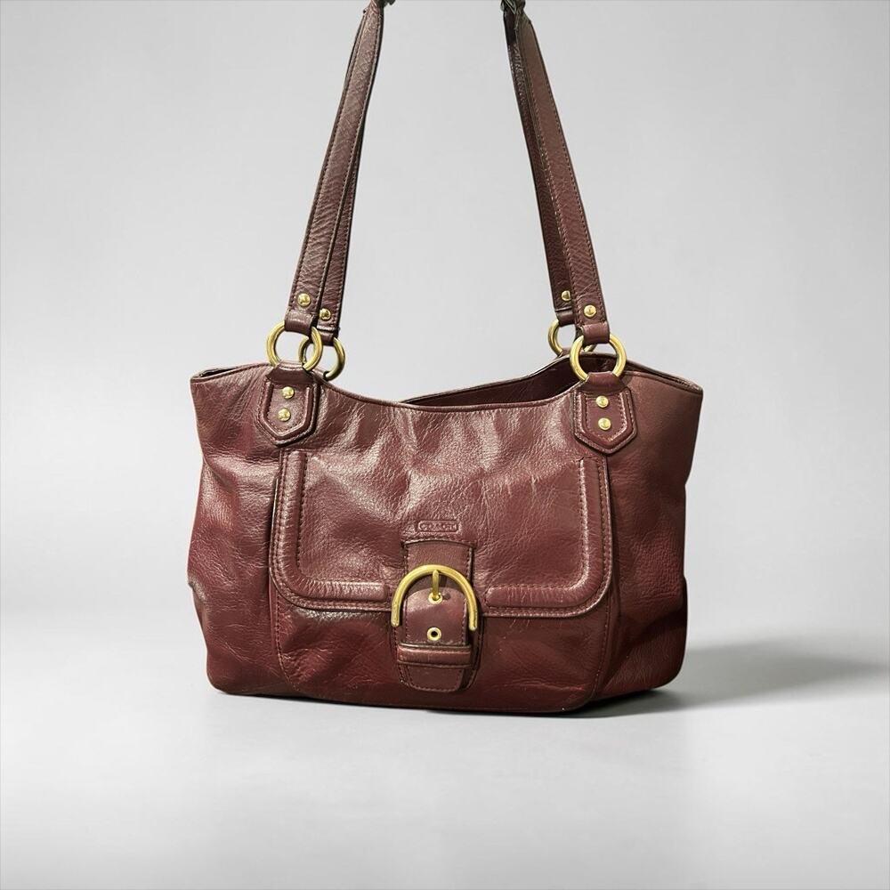 Coach Campbell Belle Carryall in burgundy glove-tanned leather